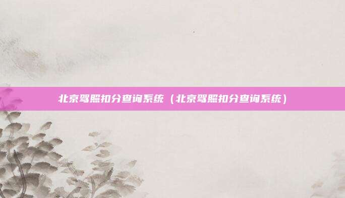 北京驾照扣分查询系统（北京驾照扣分查询系统）