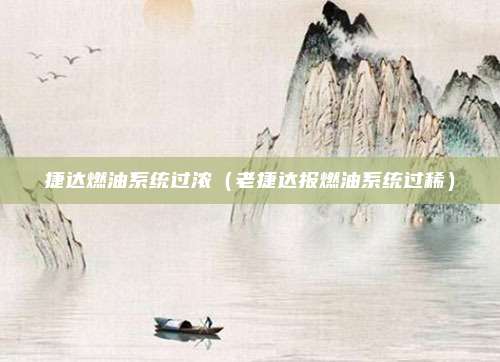 捷达燃油系统过浓(老捷达报燃油系统过稀)