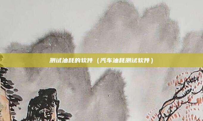 测试油耗的软件（汽车油耗测试软件）