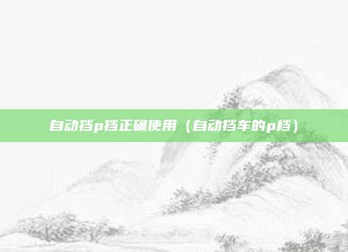 自动挡p挡正确使用(自动挡车的p档)