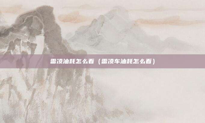 雷凌油耗怎么看（雷凌车油耗怎么看）