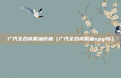 广汽全合成机油价格（广汽全合成机油spgf6）