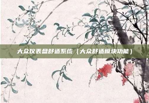 大众仪表盘舒适系统(大众舒适模块功能)