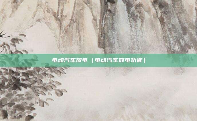 电动汽车放电（电动汽车放电功能）