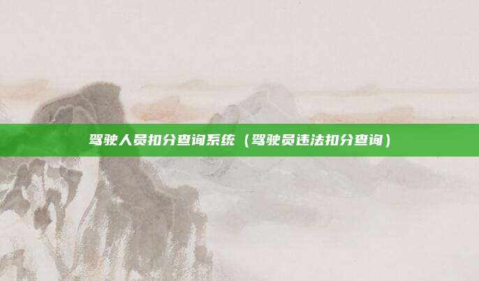驾驶人员扣分查询系统（驾驶员违法扣分查询）