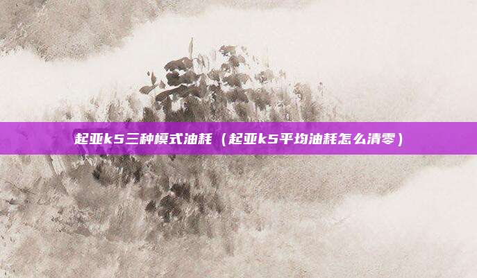 起亚k5三种模式油耗(起亚k5平均油耗怎么清零)