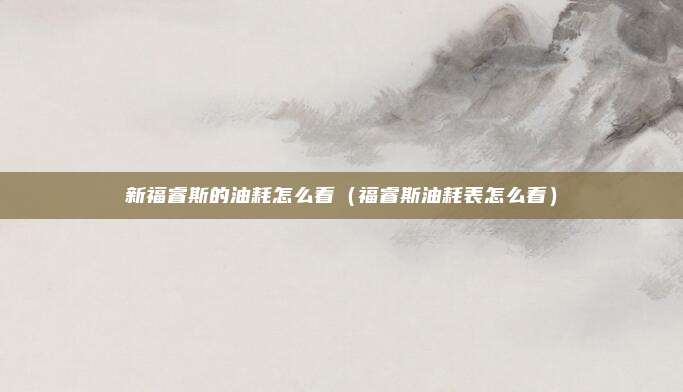 新福睿斯的油耗怎么看(福睿斯油耗表怎么看)