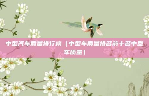 中型汽车质量排行榜(中型车质量排名前十名中型车质量)