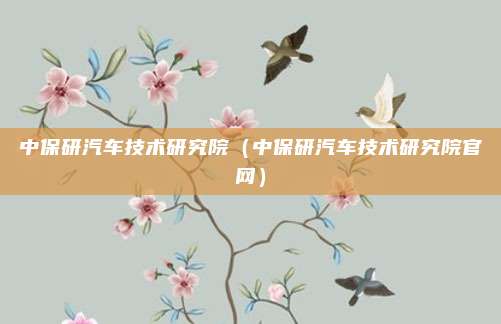 中保研汽车技术研究院（中保研汽车技术研究院官网）