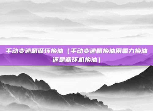 手动变速箱循环换油（手动变速箱换油用重力换油还是循环机换油）