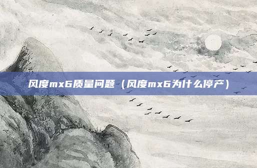 风度mx6质量问题（风度mx6为什么停产）