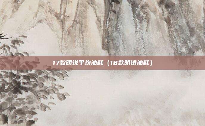 17款明锐平均油耗（18款明锐油耗）