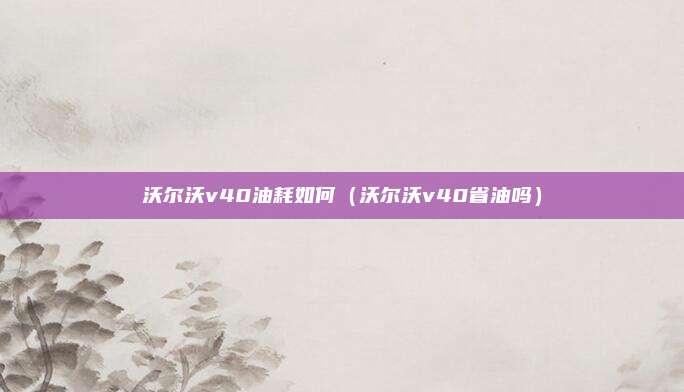 沃尔沃v40油耗如何（沃尔沃v40省油吗）