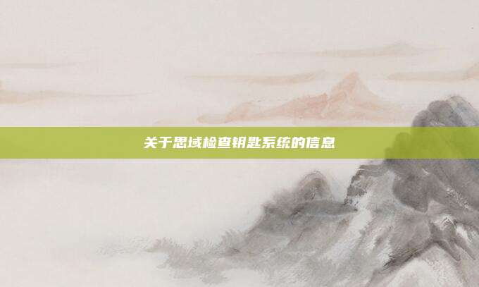 关于思域检查钥匙系统的信息