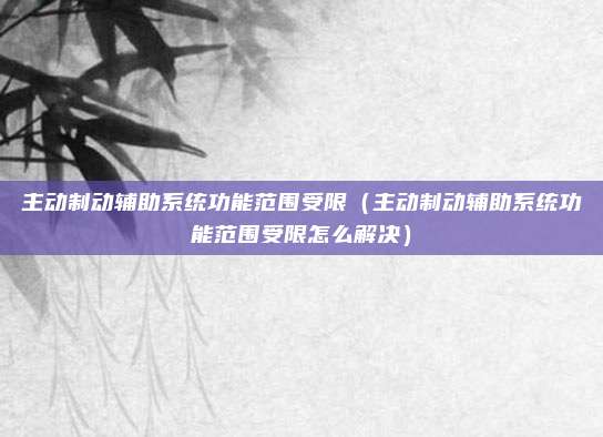 主动制动辅助系统功能范围受限(主动制动辅助系统功能范围受限怎么解决)