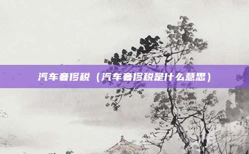 汽车奢侈税(汽车奢侈税是什么意思)