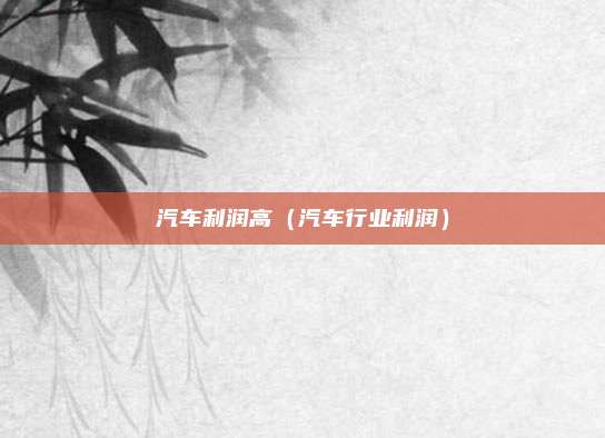 汽车利润高(汽车行业利润)