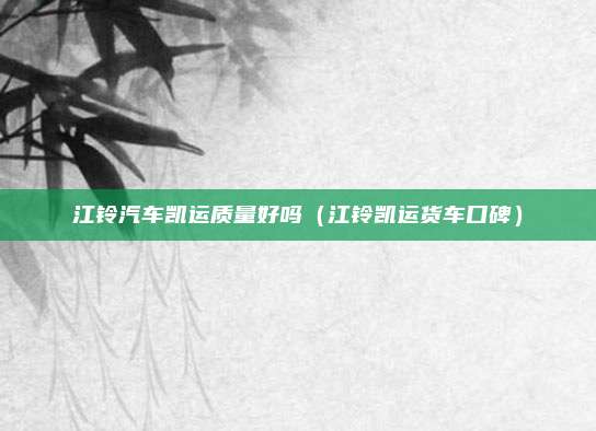 江铃汽车凯运质量好吗（江铃凯运货车口碑）