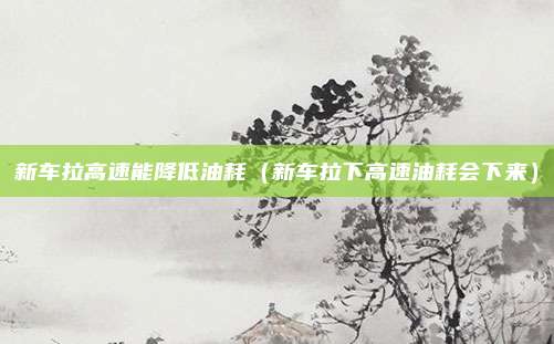 新车拉高速能降低油耗（新车拉下高速油耗会下来）
