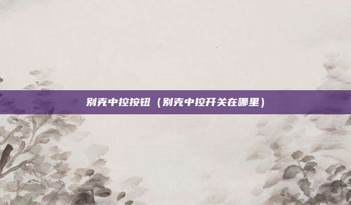 别克中控按钮（别克中控开关在哪里）