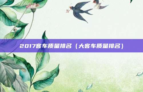 2017客车质量排名(大客车质量排名)