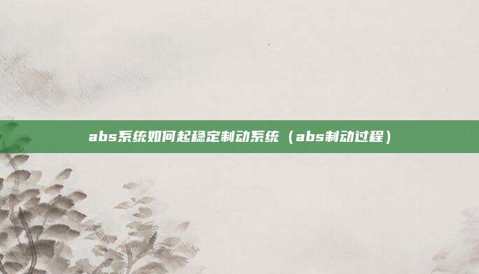 abs系统如何起稳定制动系统（abs制动过程）