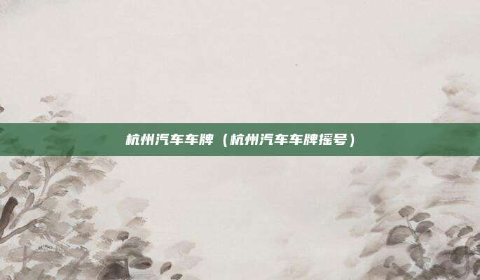 杭州汽车车牌（杭州汽车车牌摇号）