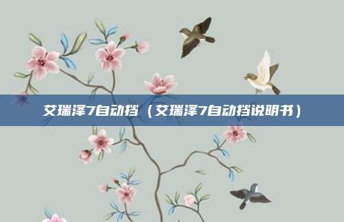 艾瑞泽7自动挡（艾瑞泽7自动挡说明书）