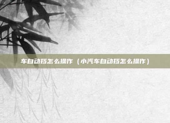 车自动挡怎么操作（小汽车自动挡怎么操作）