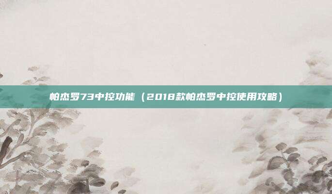 帕杰罗73中控功能（2018款帕杰罗中控使用攻略）