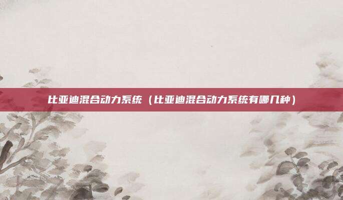 比亚迪混合动力系统（比亚迪混合动力系统有哪几种）