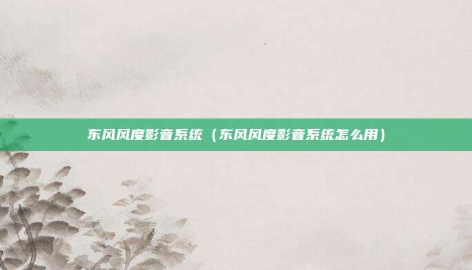东风风度影音系统(东风风度影音系统怎么用)