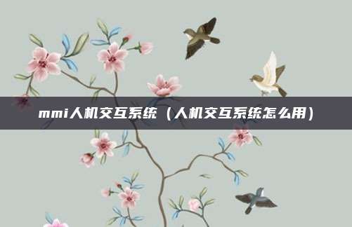 mmi人机交互系统(人机交互系统怎么用)
