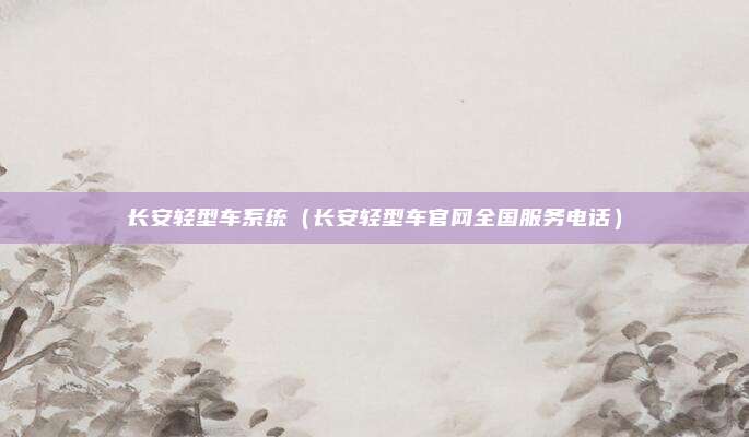 长安轻型车系统(长安轻型车官网全国服务电话)
