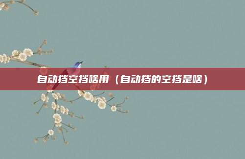 自动挡空挡啥用(自动挡的空挡是啥)