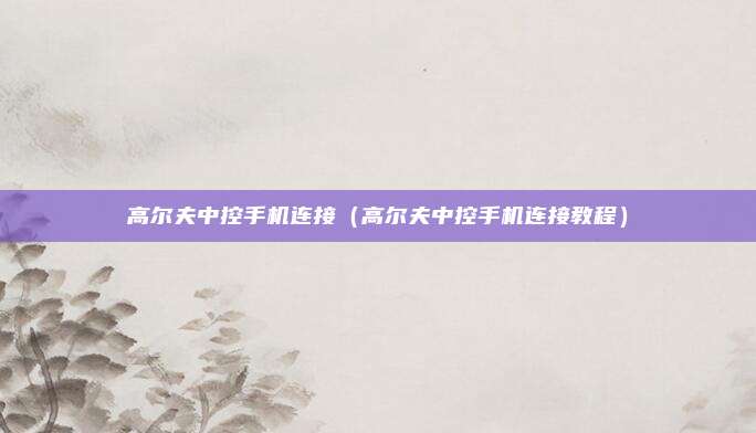 高尔夫中控手机连接(高尔夫中控手机连接教程)