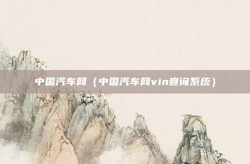 中国汽车网(中国汽车网vin查询系统)