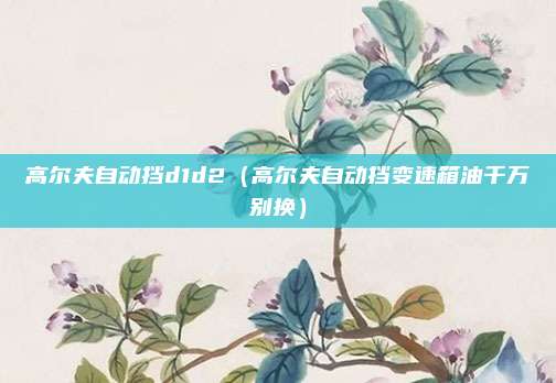 高尔夫自动挡d1d2（高尔夫自动挡变速箱油千万别换）