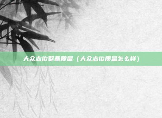 大众志俊整备质量（大众志俊质量怎么样）