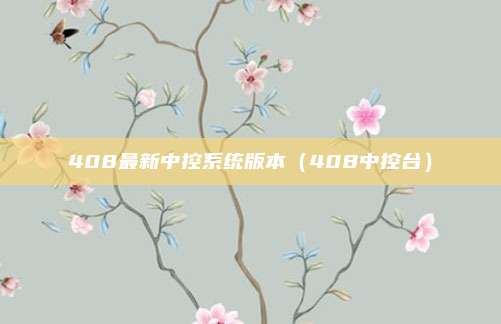 408最新中控系统版本(408中控台)