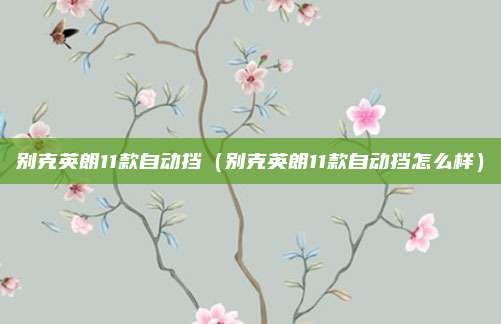别克英朗11款自动挡（别克英朗11款自动挡怎么样）