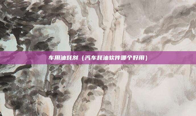 车用油耗剂（汽车耗油软件哪个好用）