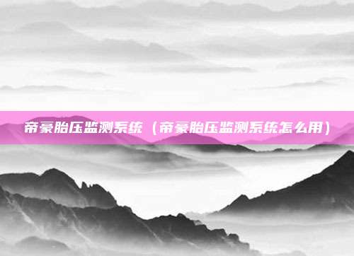 帝豪胎压监测系统（帝豪胎压监测系统怎么用）