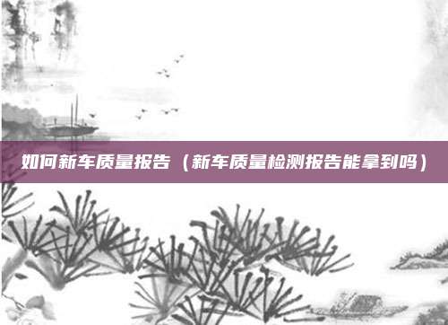如何新车质量报告（新车质量检测报告能拿到吗）