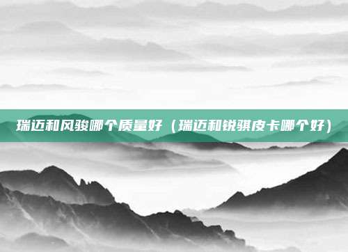 瑞迈和风骏哪个质量好（瑞迈和锐骐皮卡哪个好）