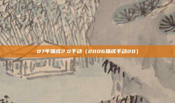 07年瑞虎2.0手动（2006瑞虎手动20）