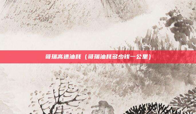 哥瑞高速油耗（哥瑞油耗多少钱一公里）