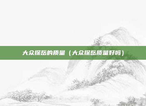 大众探岳的质量(大众探岳质量好吗)