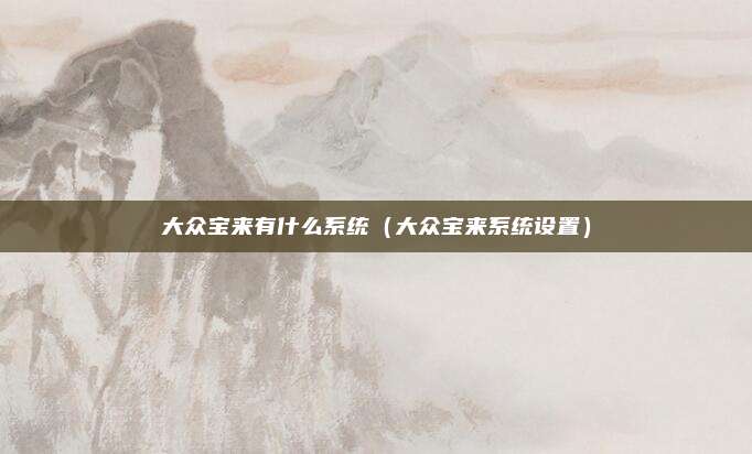 大众宝来有什么系统（大众宝来系统设置）