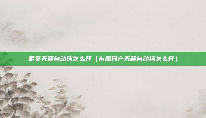 尼桑天籁自动挡怎么开（东风日产天籁自动挡怎么开）